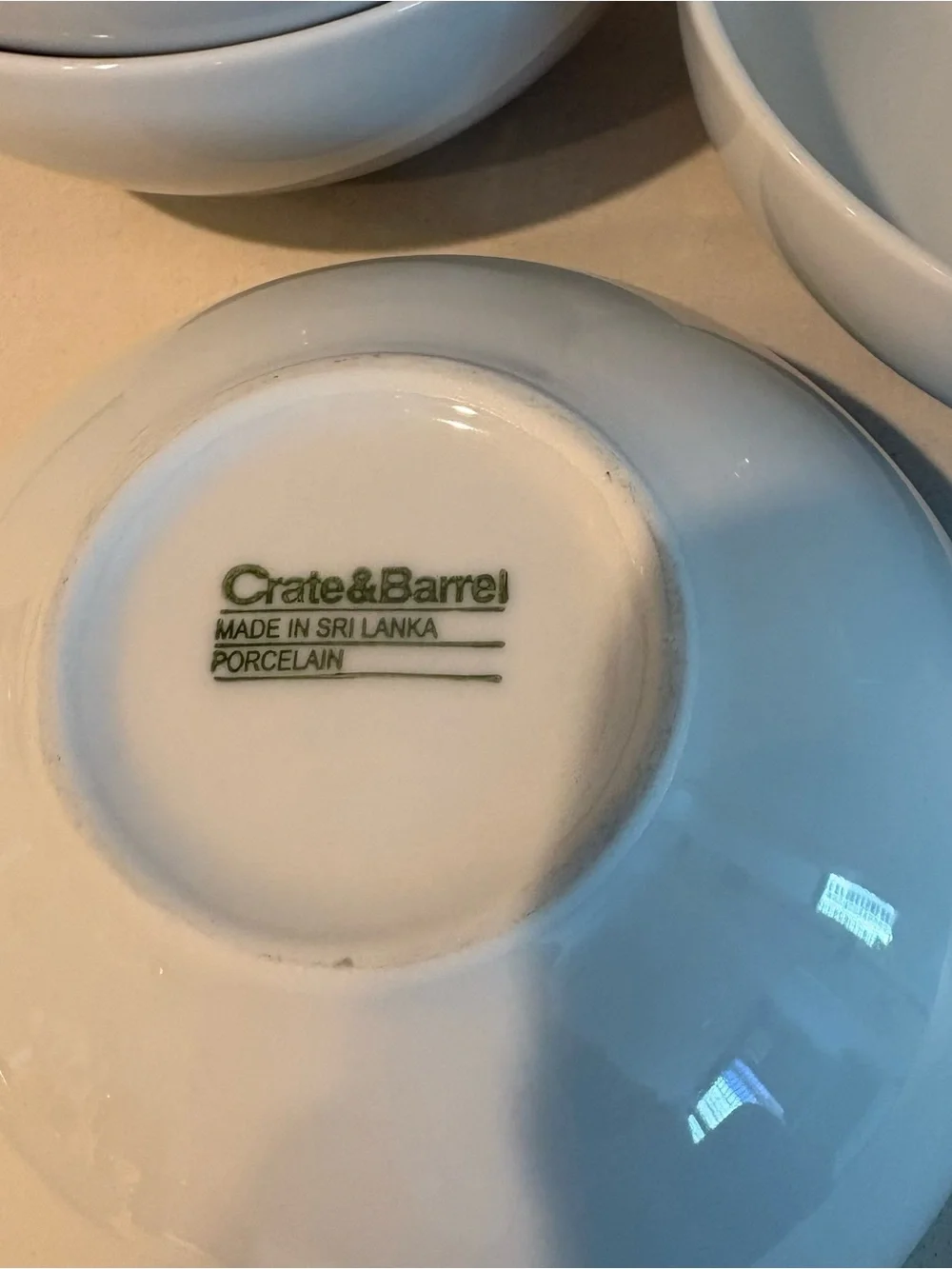 Crate&Barrel Glossy White Ceramic Cereal Bowls - Set of 4